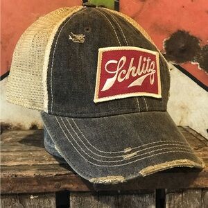 New Schlitz Distressed Trucker Hat